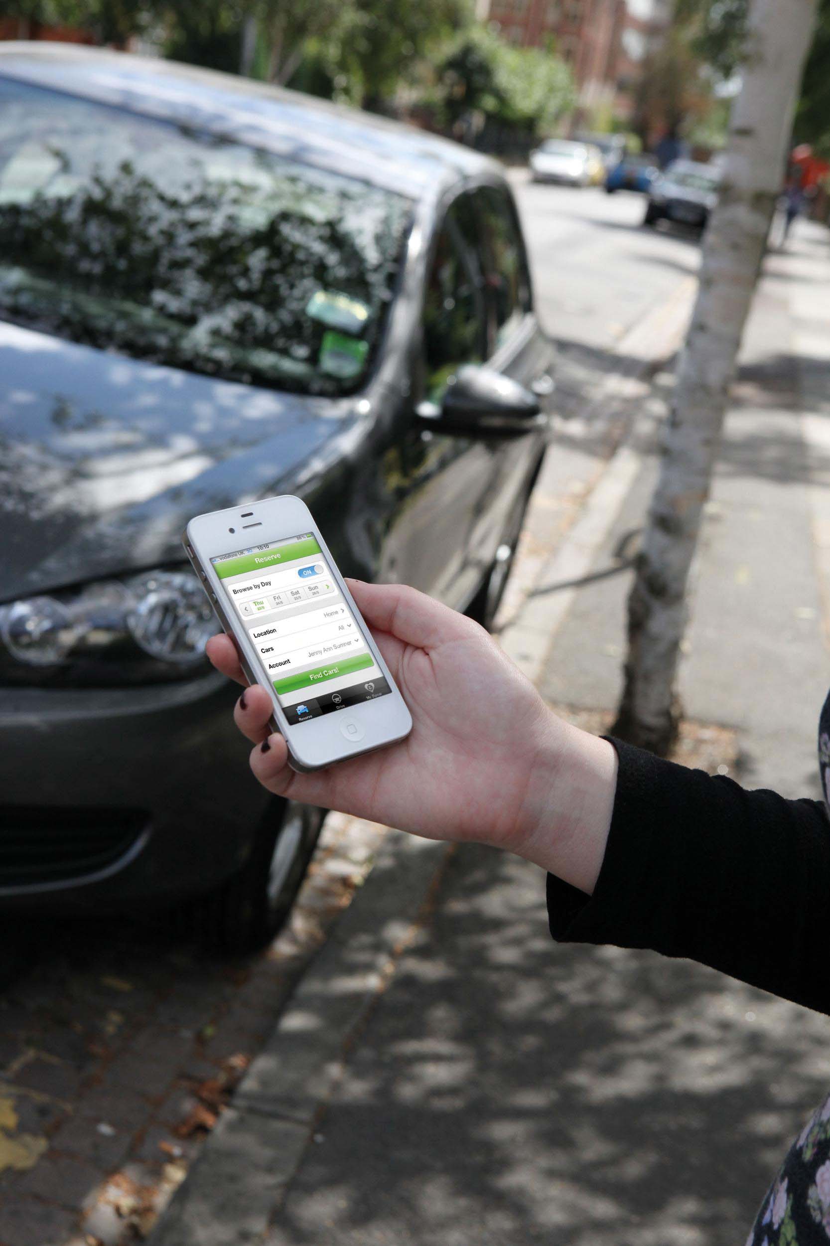 Zipcar member reserve gain entre vehicle app