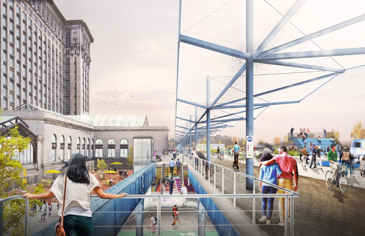 Ford is to develop a mobility platform on elevated train tracks behind the station (Credit: Ford)