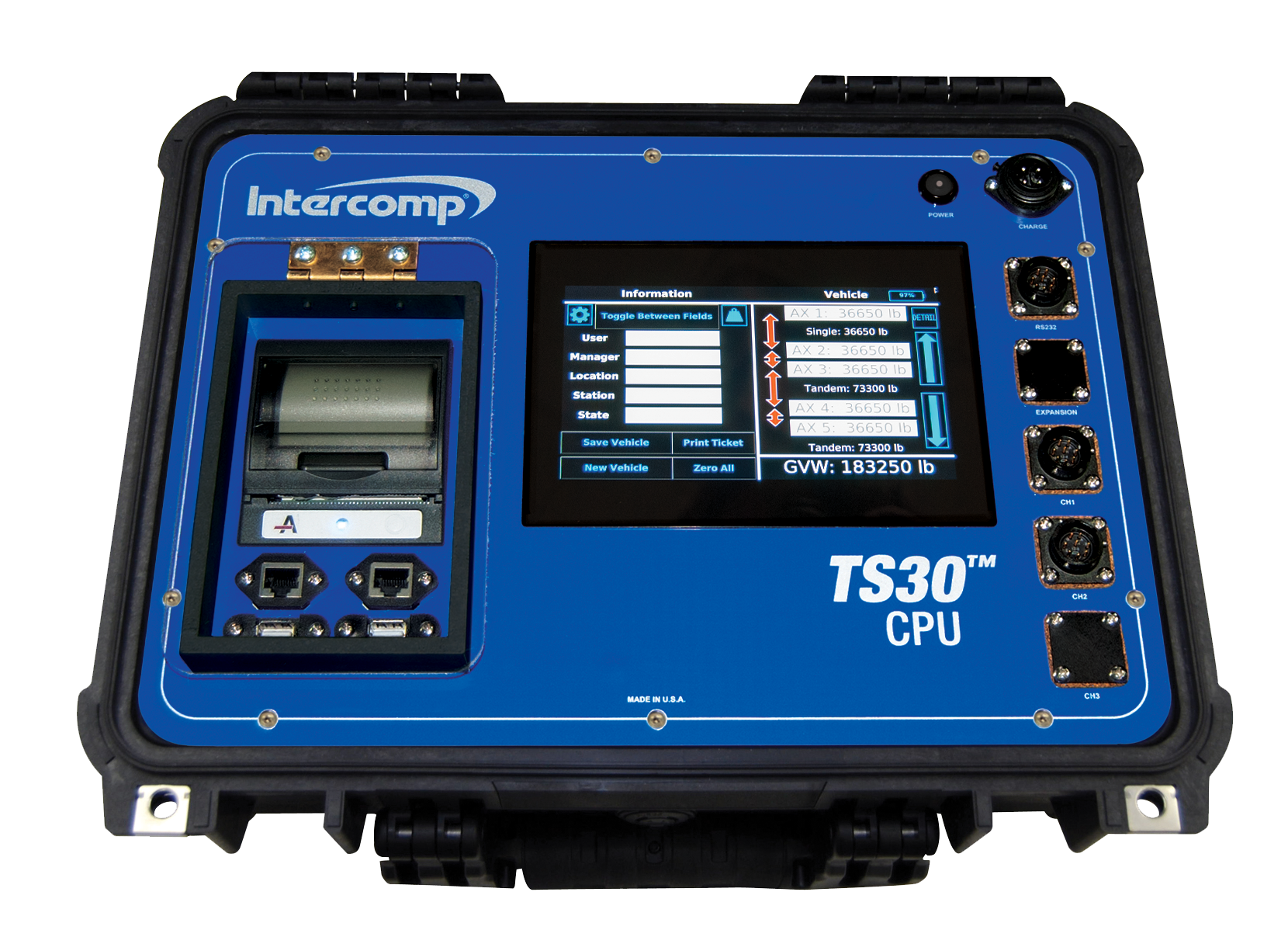 Intercomp TS30 CPU with touchscreen indicator vehicle weight data NTEP certification 