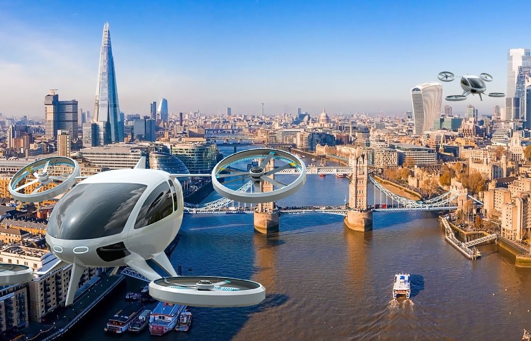 Drones air taxis eVTOL urban air mobility (image: Mott MacDonald | UrbanV)