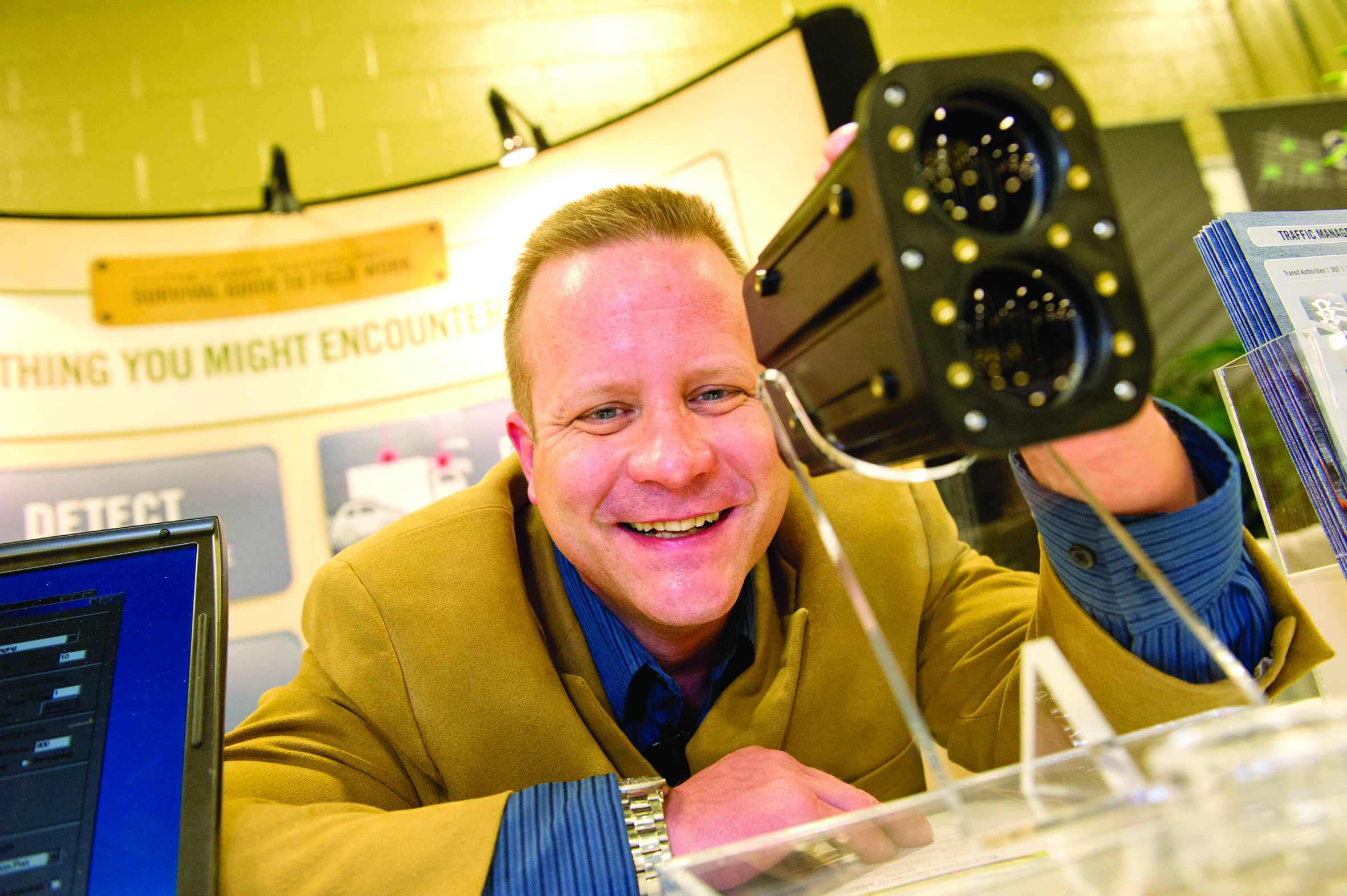 Tom Girmann of Laser Technology with the laser-based measurement system Tom Girmann of Laser Technology