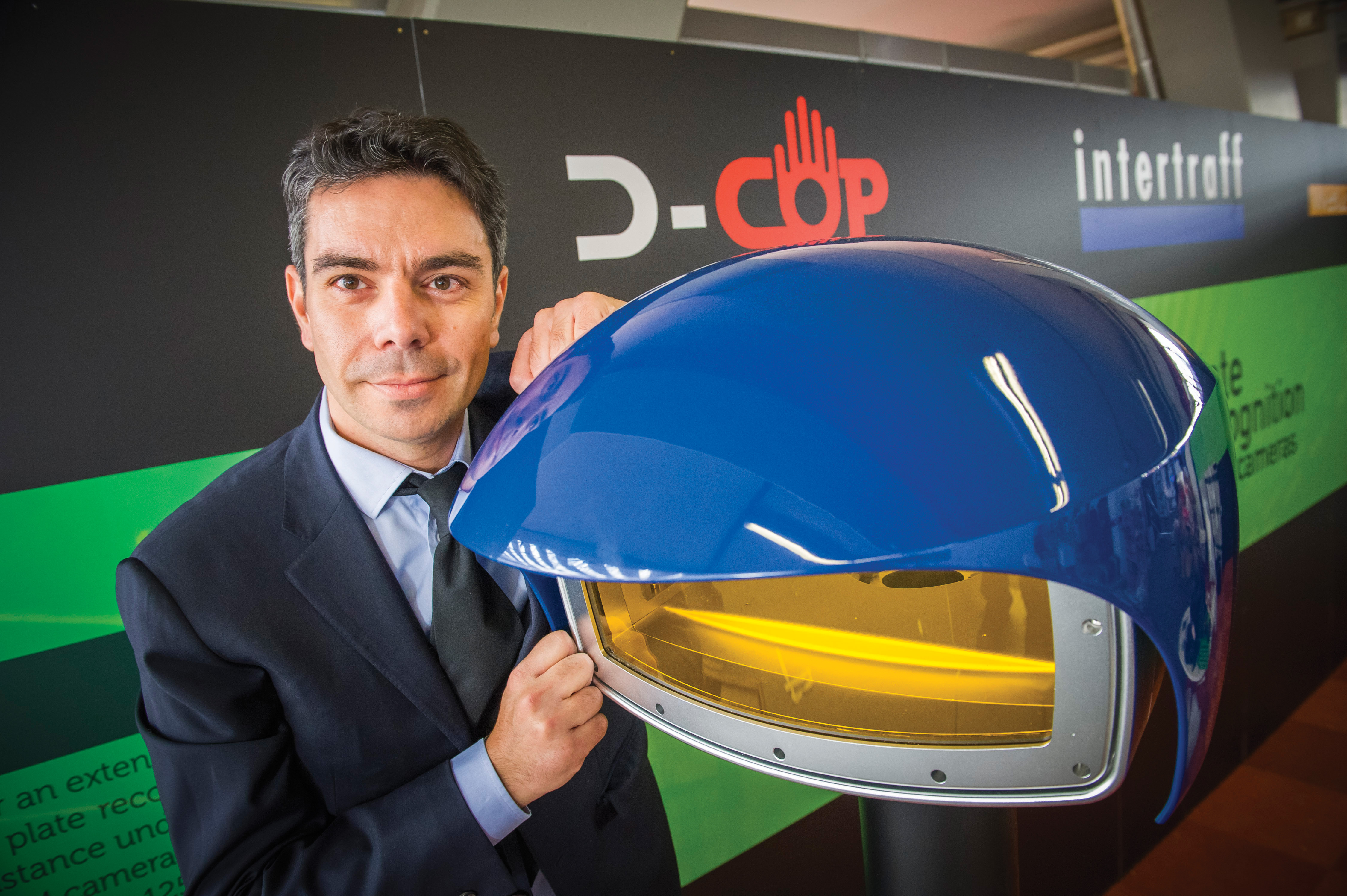 Intertaff's Toni Marzo displays the D-cop Toni Marzo Intertraff D-cop
