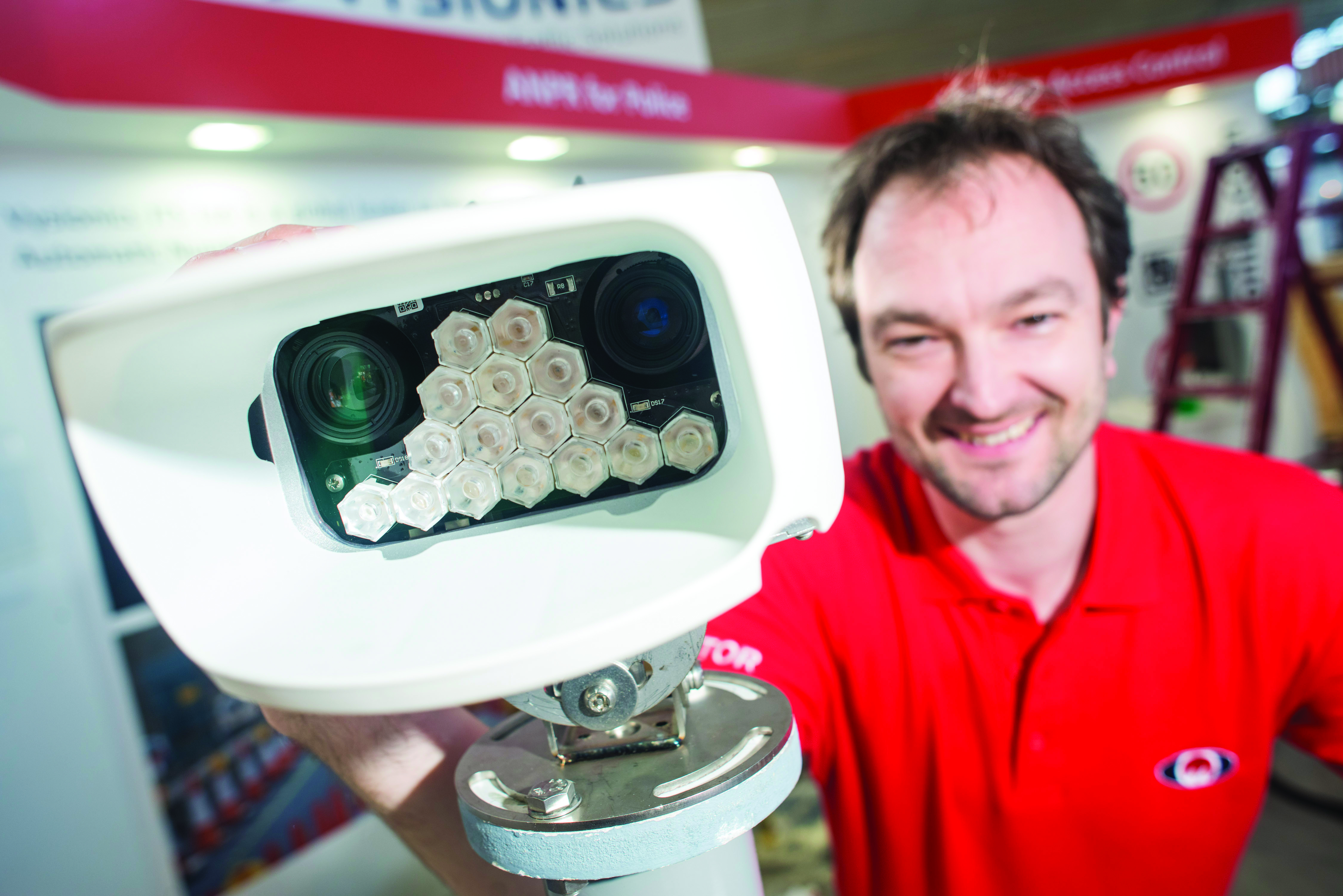 Adrian Grant from Vysionics highlights the new Vector ANPR camera Adrian Grant from Vysionics with Vector ANPR camera