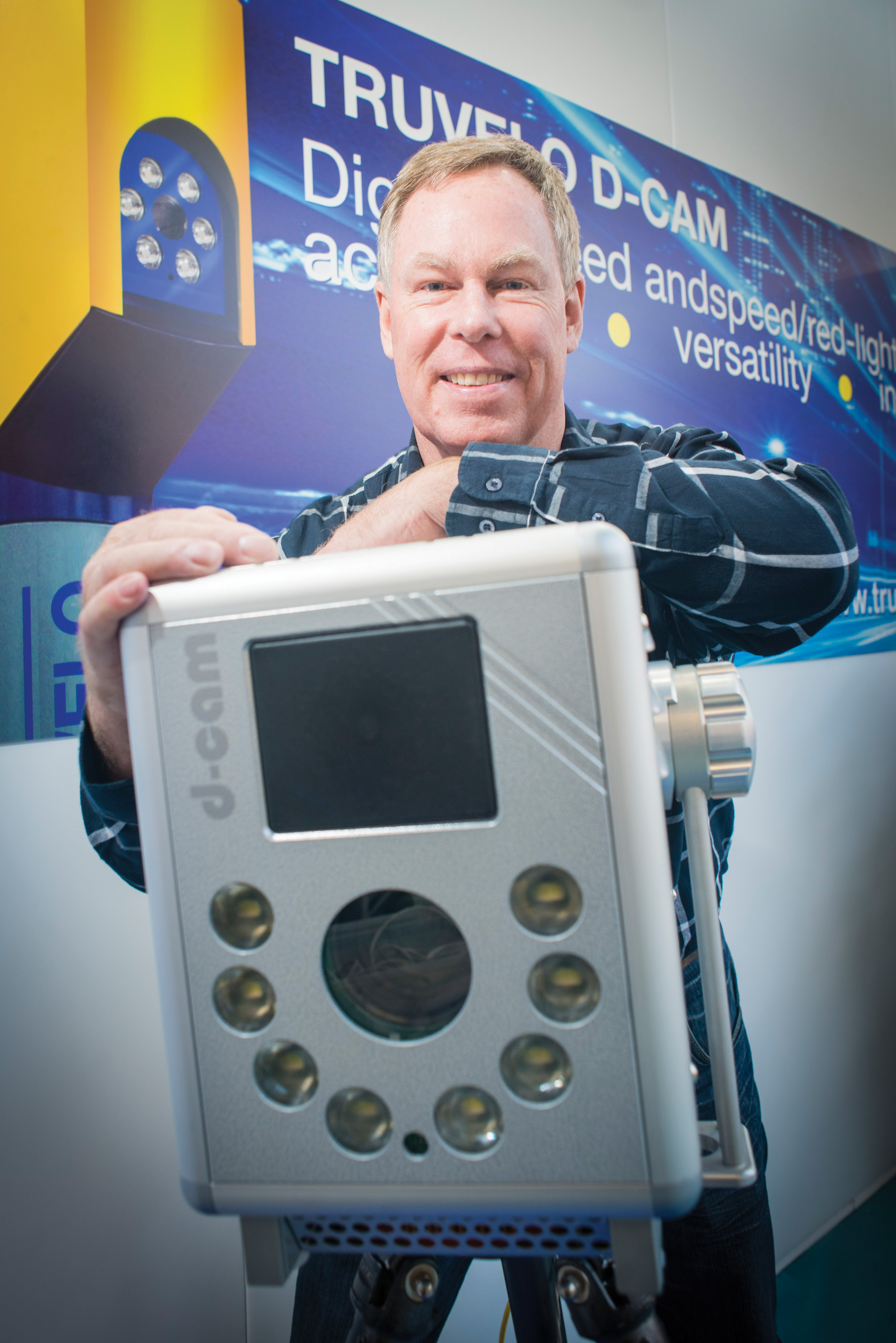 Ralf Gebert of Truvelo with the latest D-Cam digital speed and red light enforcement camera Ralf Gebert Truvelo