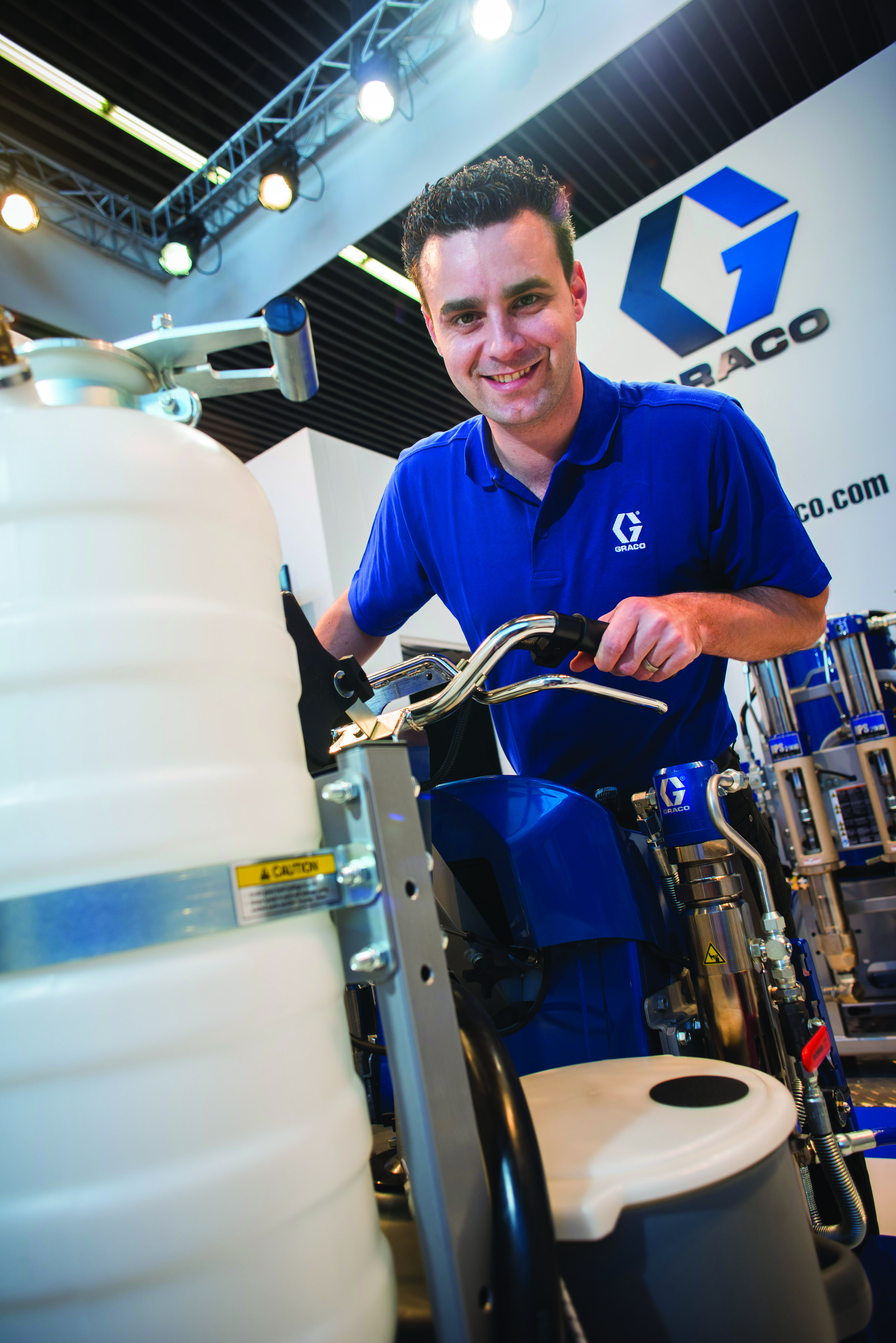 Peter Thomassen from GRACO, with new painting machines offering additional versatility. Peter Thomassen Graco
