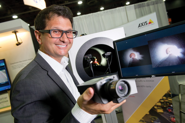 Anthony Incorvati of Axis displays the Q1615-E Anthony Incorvati of Axis