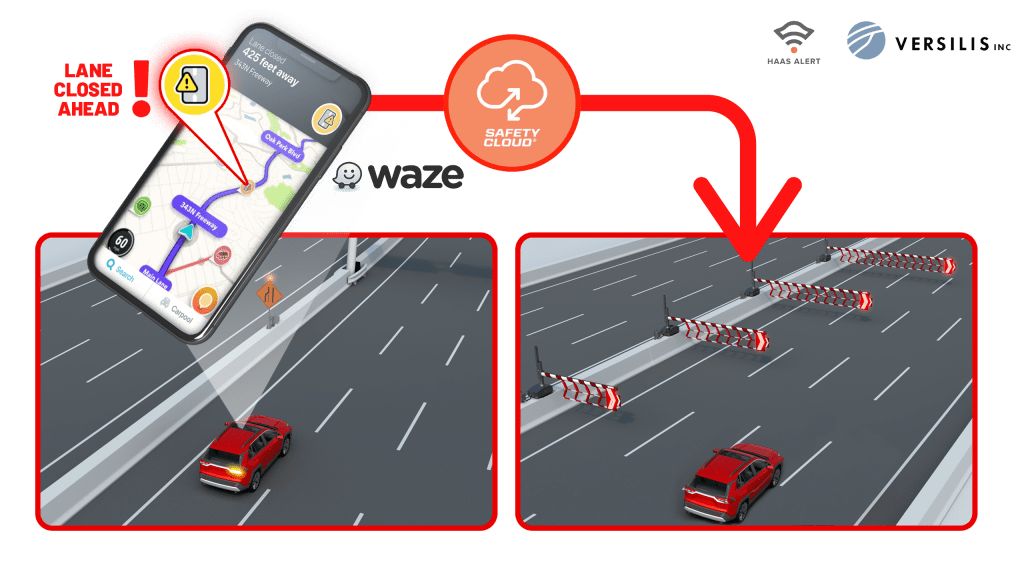 Waze lane closure Versilis Haas Alert 