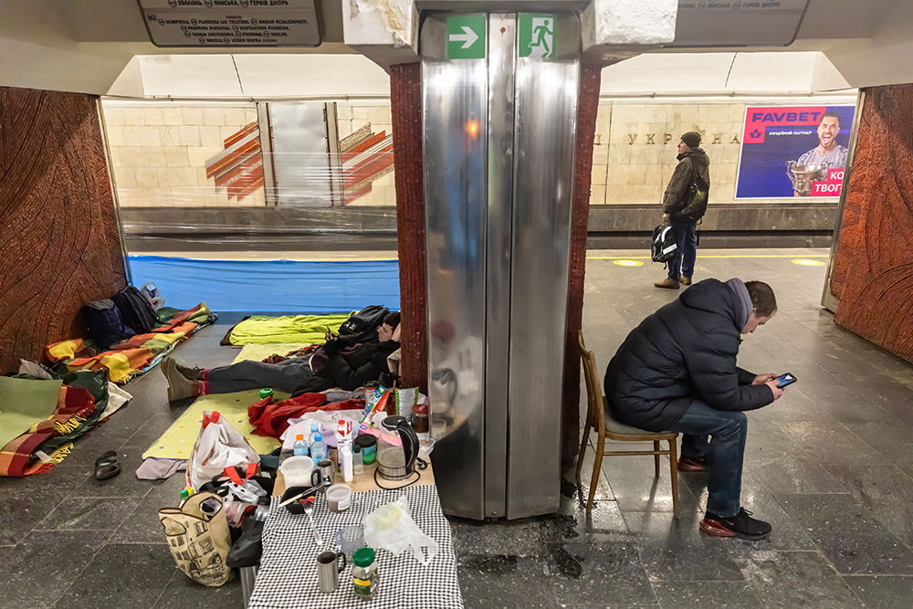 Kyiv’s metro system has become a place of refuge for the city’s residents: the network includes Arsenalna station, reputedly the deepest metro stop in the world at 105m below ground © Palinchak | Dreamstime.com