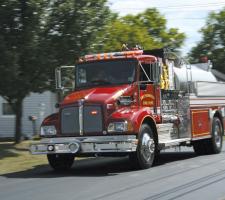 US volunteer firefighters on the road