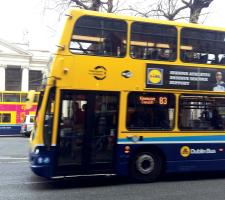 Buses passing in central Dublin