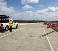 The gates are wirelessly controlled Texan HOT Lane