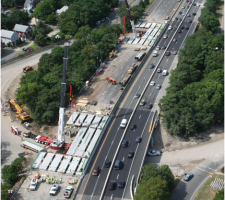 A moveable barrier system used during bridge repairs