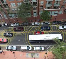 Vehicles communicating on a street 