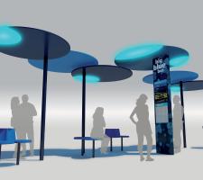 Blue Spot Bus Shelter and Branding Package shed design