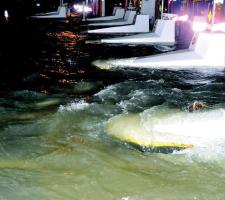 Toll plaza flooded during Hurricane Sandy