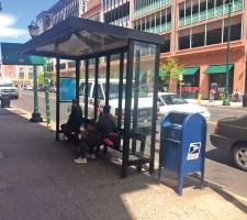 Shelter and Bench at CT Transit bus stop