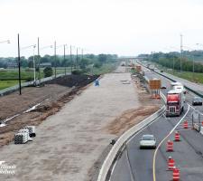 Removal of existing eastbound lanes for reconstruction