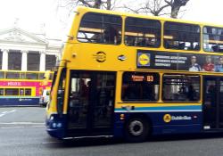 Buses passing in central Dublin