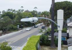 A horizontal CityIQ node covering a busy road in San Diego