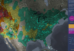 Esri app combines EPA data with wind forecasts and at-risk population demographics (Source: Air Qaulity Aware app from Esri)