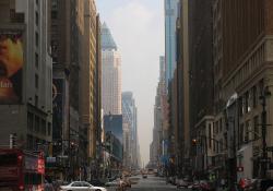 View down a New York street.