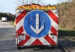 A CB radio trailer in position with grey boxes 